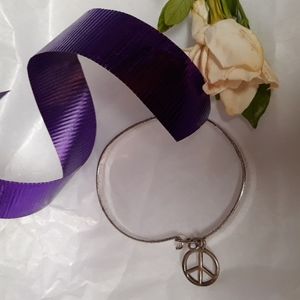 Unique Peace sign cuff Bracelet in Silver